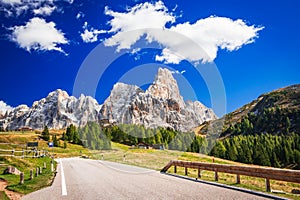 Dolomites, Sudtirol - Italy. Cimon della Pala mountain, Passo Rolle in Trentino Alto-Adige