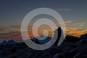 Dolomites sunset silhouettes