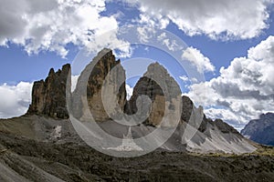 Dolomites.Tre Cime di Lavaredo.Mountain range in the Eastern Alps. The massif is located in the northeastern part of Italy.