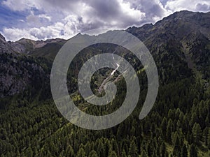 Dolomites, Val di Fassa,Trentino Alto Adige, northern Italy, Europe,Val Monzoni aerial view landscape