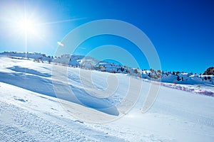 Dolomites winter mountains ski resort