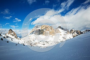 Dolomites winter mountains ski resort