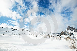 Dolomites winter mountains ski resort