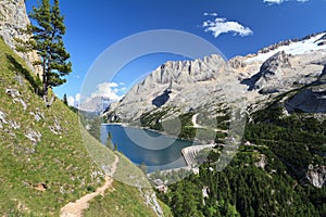 Dolomiti - Fedaia pass with lake