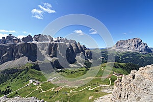 Dolomiti - Gardena pass aerial view
