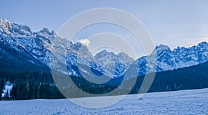 Dolomiti mountains sun setting