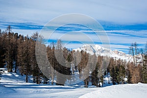 Dolomities winter mountains ski resort