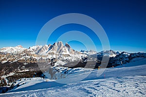 Dolomities winter mountains ski resort