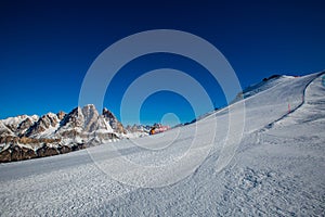 Dolomities winter mountains ski resort