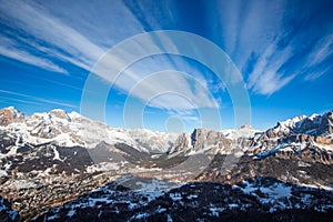 Dolomities winter mountains ski resort