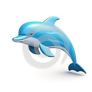 Dolphin 3d Icon: Cartoon Clay Material, Nintendo Isometric Spotlight