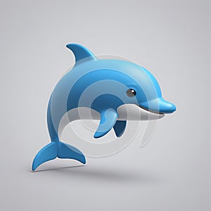 Dolphin 3D vector Emoji icon illustration, funny little animals, Cute Dolphin head on a white background