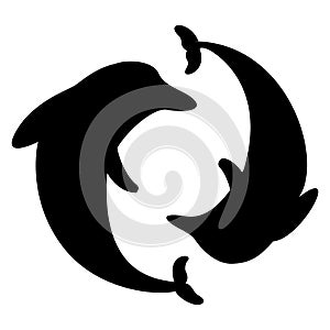 Dolphin arranged in a circle silhouette