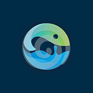 Dolphin and blue ocean logo