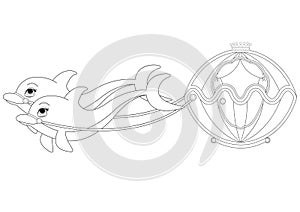 Dolphin Carriage Coloring Book Page