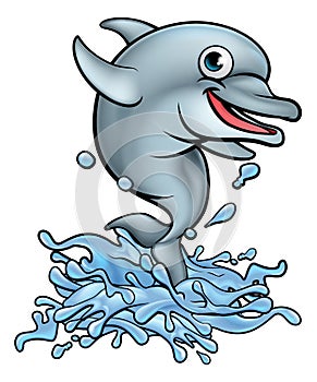 Dolphin Cartoon Character Splashing