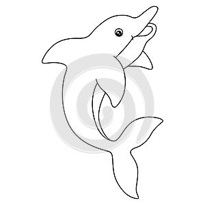 Dolphin Coloring Page Isolated for Kids