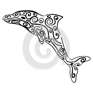 Dolphin decorative ornament Animal sketch