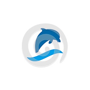Dolphin fish icon logo design template