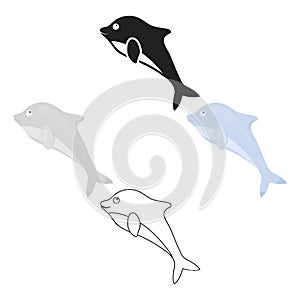 Dolphin icon cartoon,black. Singe animal icon from the big animals cartoon,black.