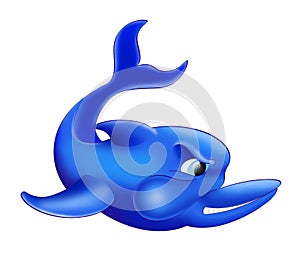 Dolphin Isolated Illustration. Blue and Angry Dolphin Fish