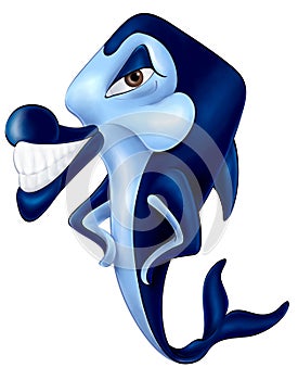 Dolphin Isolated Illustration. Smiling Dolphin.