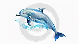 Dolphin is isolated on a white background. Mammal marine animal.