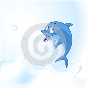 Dolphin jump in milk sea - vector illustration