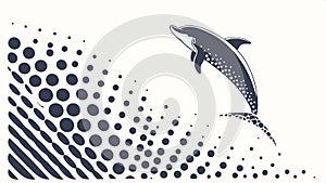 Dolphin jumping, marine mammal and ocean wildlife art. vector design Generative AI photo