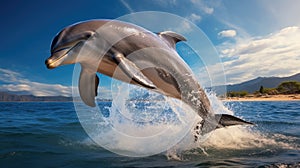 a dolphin jumping out of water