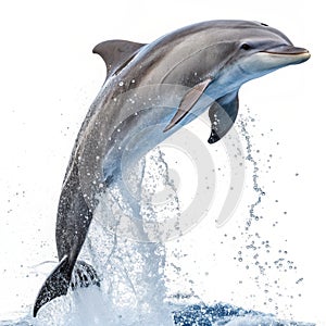 Dolphin Leaping Out of Water isolated on white background