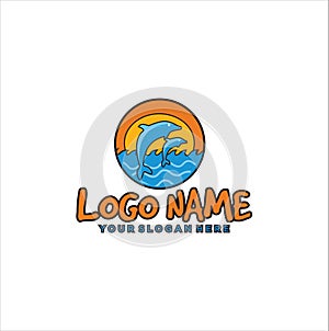 Dolphin Logo Design illustration vector stock. Playing Dolphin Logo Vector