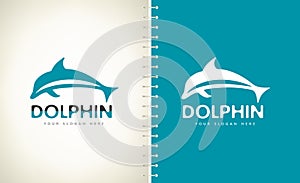 Dolphin logo vector. Underwater animal mammals.