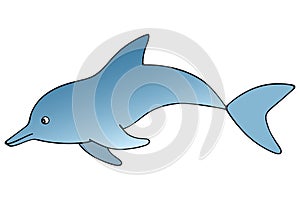 Dolphin. Marine mammal. Vector stock illustration. White isolated background. Inhabitant of the ocean. Cartoon style.