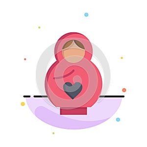 Dolphin, Mother, Love, Heart Abstract Flat Color Icon Template