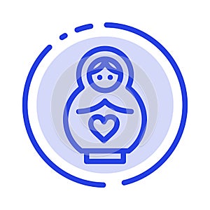 Dolphin, Mother, Love, Heart Blue Dotted Line Line Icon