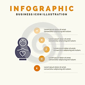 Dolphin, Mother, Love, Heart Infographics Presentation Template. 5 Steps Presentation