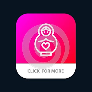 Dolphin, Mother, Love, Heart Mobile App Button. Android and IOS Line Version