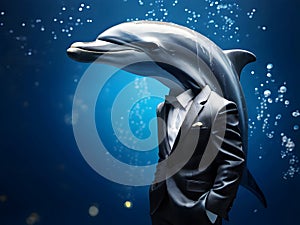 Dolphin portrait in the elegant suit