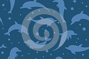 Dolphin, seamless pattern. vector flat illustration