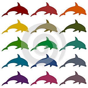 Dolphin Silhouette icons set