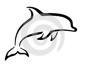 Dolphin - stylized vector sign for logo or pictogram. Dolphin - marine mammal - elegant, stylish icon. Dolphin bottlenose dolphin