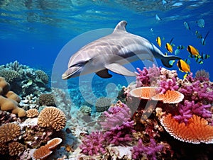 Dolphin swimming in the coral reef of the Red Sea, Egypt