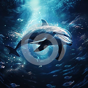 Dolphin texturized logo Whale