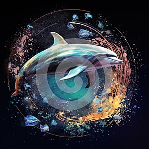 Dolphin texturized logo Whale