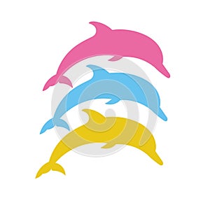 Dolphin. Vector silhouette on a white background.