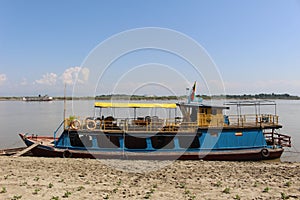 A dolphin watching tourboat on the Irrawaddy.