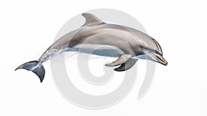 A dolphin on white background, is an aquatic mammal within the infraorder Cetacea