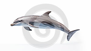 A dolphin on white background, is an aquatic mammal within the infraorder Cetacea