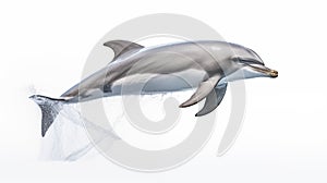 A dolphin on white background, is an aquatic mammal within the infraorder Cetacea